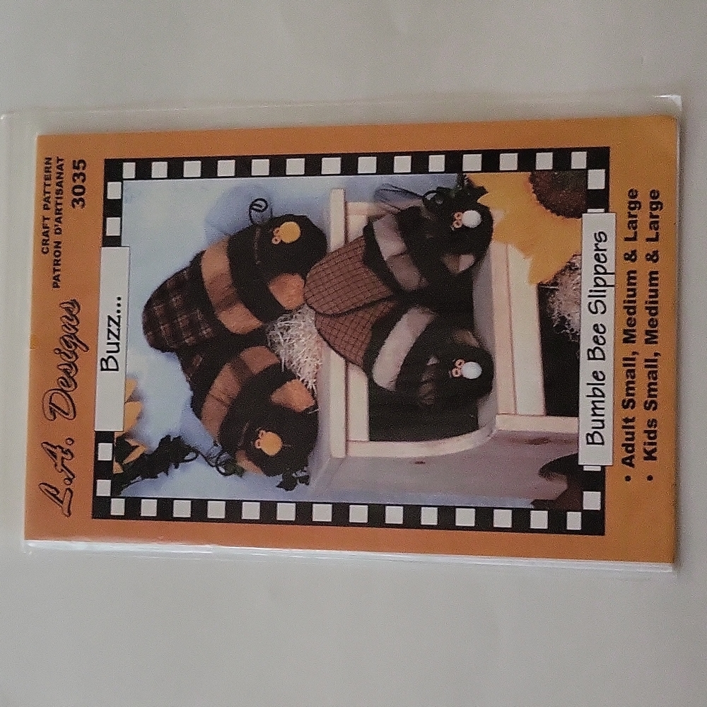 Bumble Bee Slippers Craft Pattern #3035 By L.A. Designs
